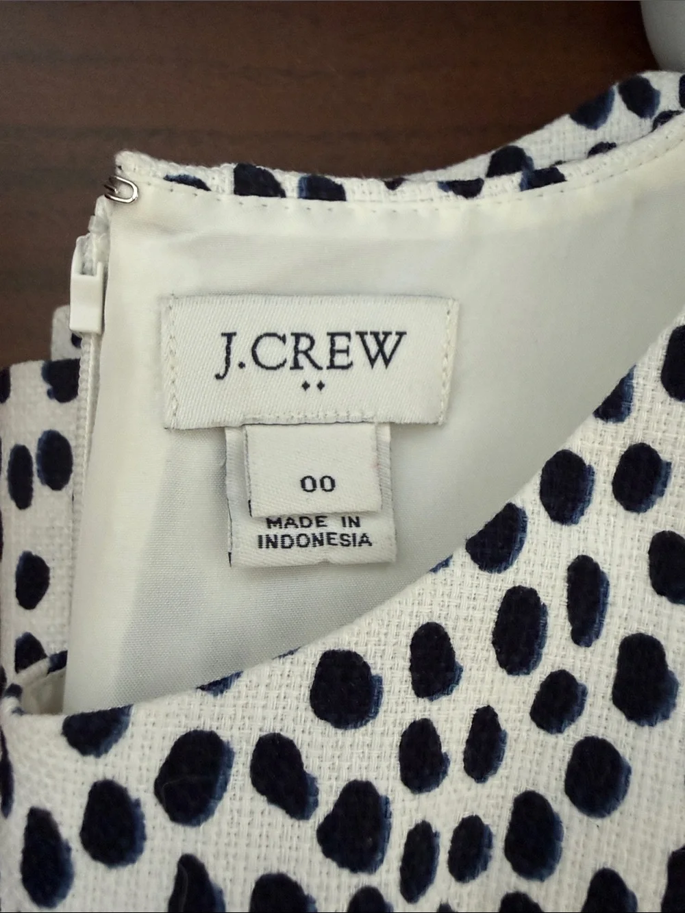 J Crew Sleeveless Black Navy & White Dot Pattern Sheath Dress Size 00 XS